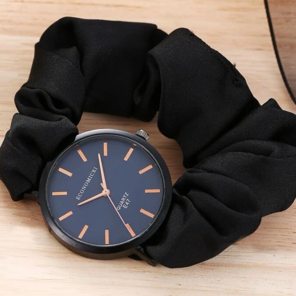 Black Scrunchie Band Watch New